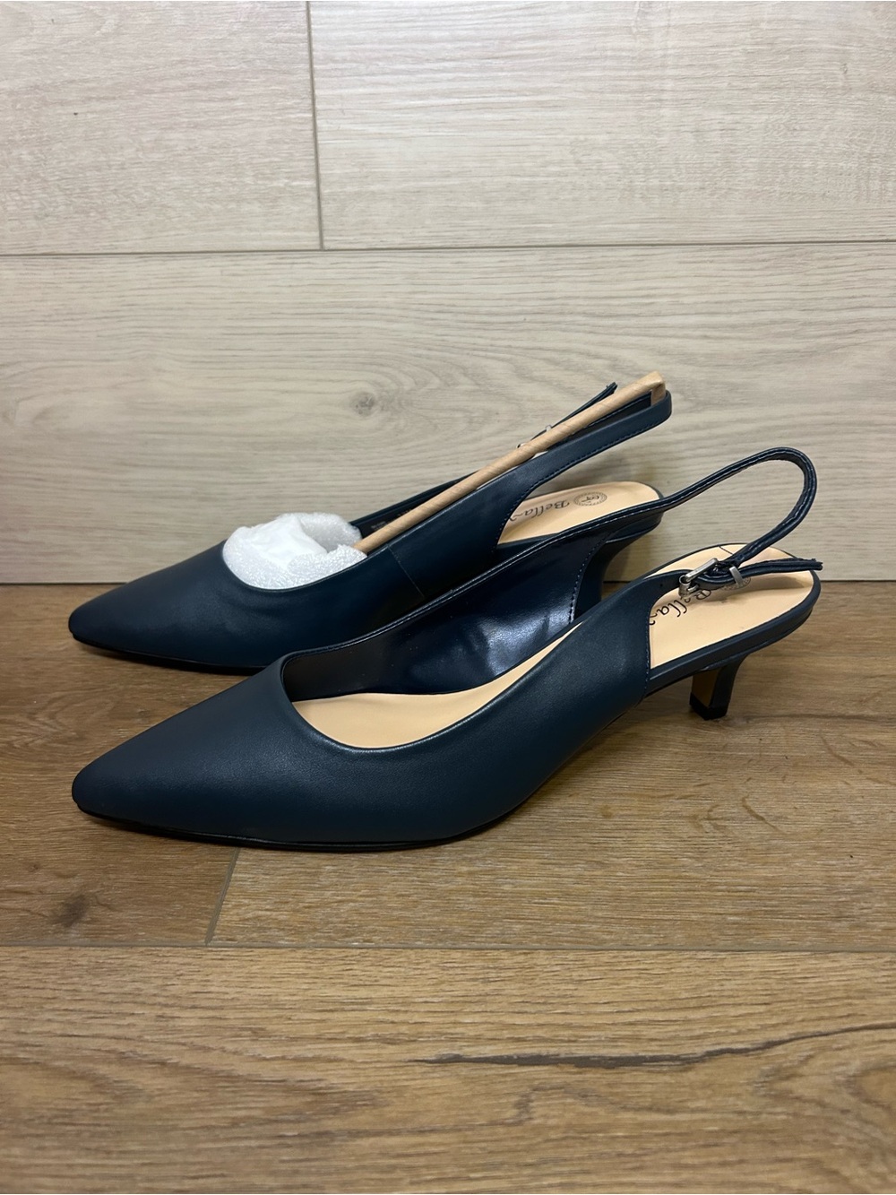 Bella Vita Scarlett Womens Slingback Pump Navy Leather 12 - Picture 2 of 4